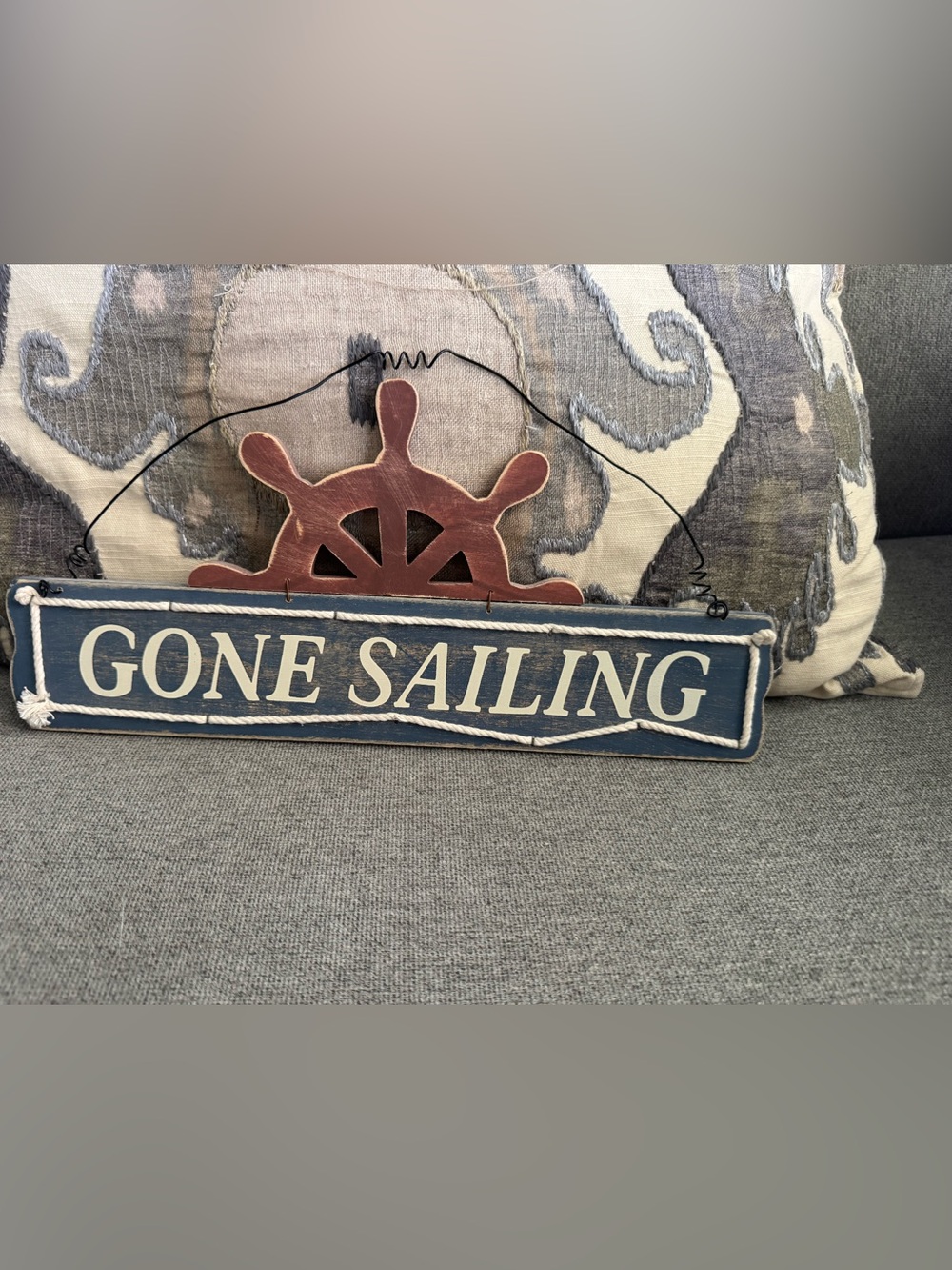 Nautical 'Gone Sailing' Wall Sign - Blue and Brown